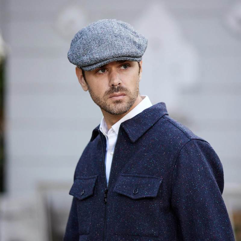 Peaky Style Tweed Flat Cap Grey Colour